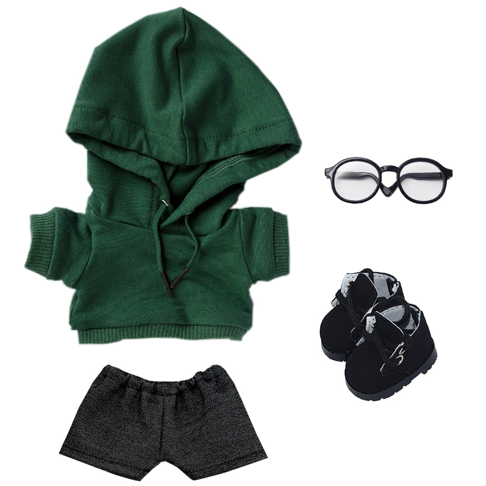 niannyyhouse Loose Solid Hoodie Jeans Glasses Tall Leather Shoes 10cm 15cm 20cm Plush Doll Clothes Soft Plush Toy Dress Up Accessories.