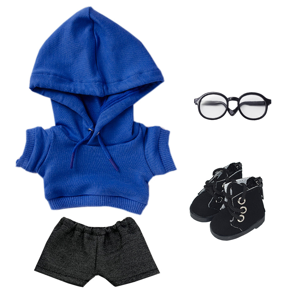 niannyyhouse Loose Solid Hoodie Jeans Glasses Tall Leather Shoes 10cm 15cm 20cm Plush Doll Clothes Soft Plush Toy Dress Up Accessories.