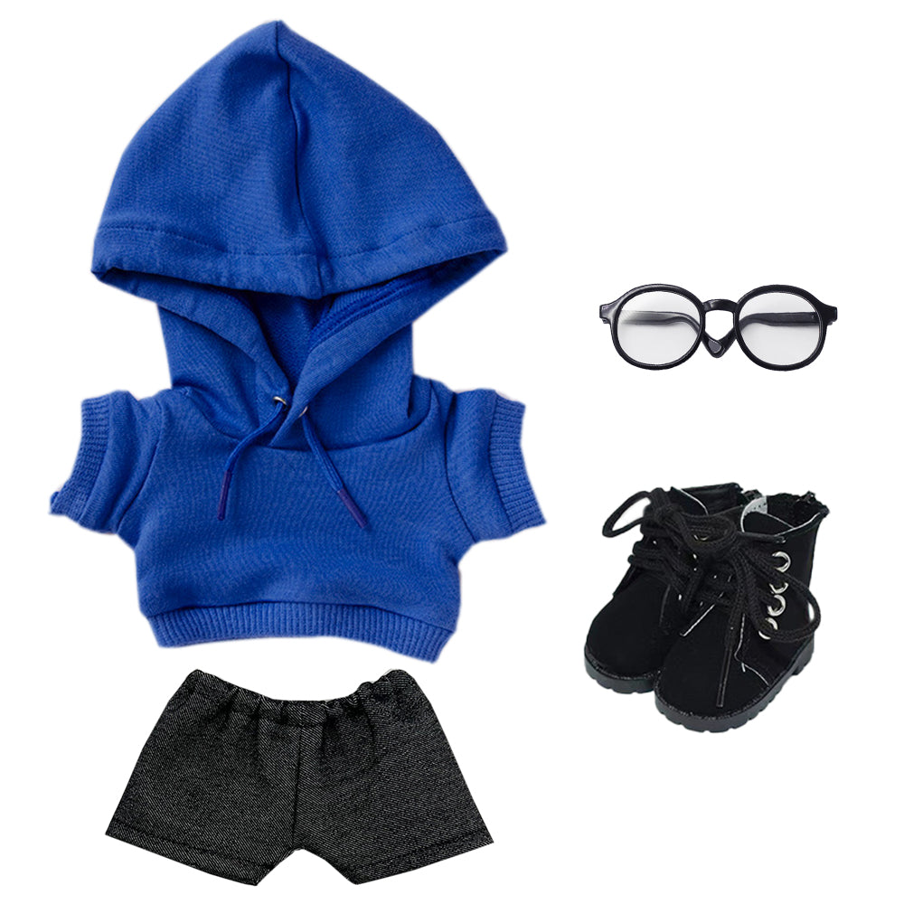 niannyyhouse Loose Solid Hoodie Jeans Glasses Tall Leather Shoes 10cm 15cm 20cm Plush Doll Clothes Soft Plush Toy Dress Up Accessories.