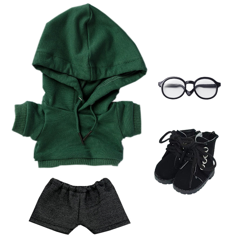 niannyyhouse Loose Solid Hoodie Jeans Glasses Tall Leather Shoes 10cm 15cm 20cm Plush Doll Clothes Soft Plush Toy Dress Up Accessories.