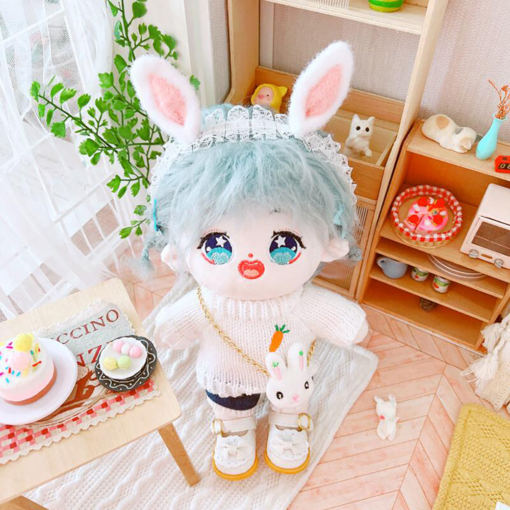 niannyyhouse 20cm Plush Doll Clothes Square Face Hat Sweater Ripped Pants Jeans Doll Dressup.