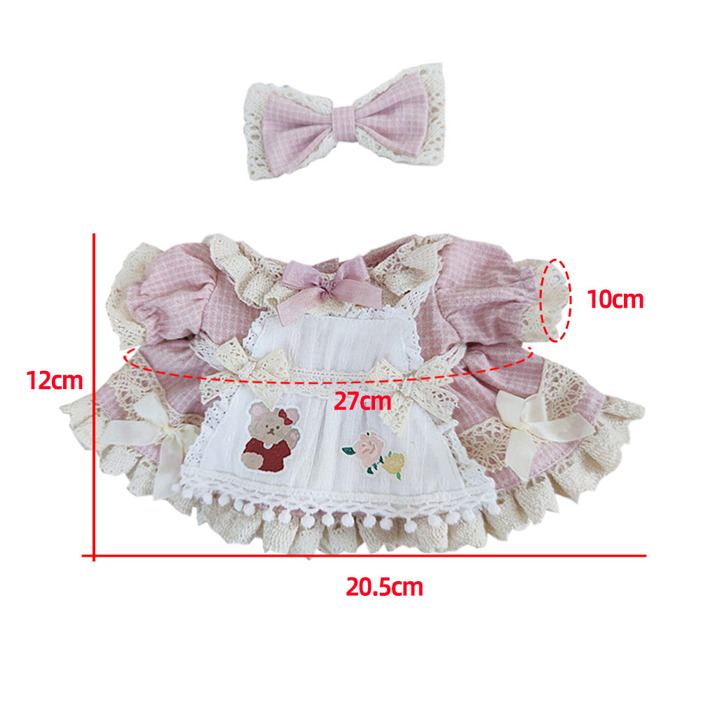 niannyyhouse 20cm Plush Doll Clothes Set Plaid Maid Dress 8in Kpop Doll Clothing.