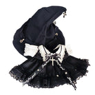 niannyyhouse 7.8in/20cm Plush Doll Clothes Black Magic Hat Mesh Lace Dress.