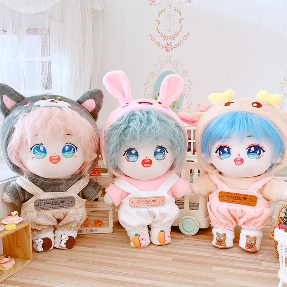 niannyyhouse Dog Rabbit Elephant Chick Suit Dress Up Hoodie Corduroy Overalls Shoes 20cm Plush Doll Clothes Accessories.