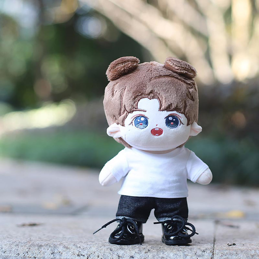 niannyyhouse 15cm 20cm Plush Doll Clothes Solid Color Bucket Hat White T-shirt Jeans Doll Accessories.