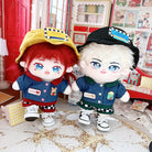 niannyyhouse 20cm Plush Doll Clothes Fisherman Hat Denim Jacket Plaid Pants 8in Doll Dress up.