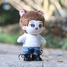 niannyyhouse 15cm 20cm Plush Doll Clothes Solid Color Bucket Hat White T-shirt Jeans Doll Accessories.