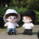 niannyyhouse 15cm 20cm Plush Doll Clothes Solid Color Bucket Hat White T-shirt Jeans Doll Accessories.