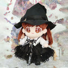 niannyyhouse 7.8in/20cm Plush Doll Clothes Black Magic Hat Mesh Lace Dress.