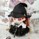 niannyyhouse 7.8in/20cm Plush Doll Clothes Black Magic Hat Mesh Lace Dress.