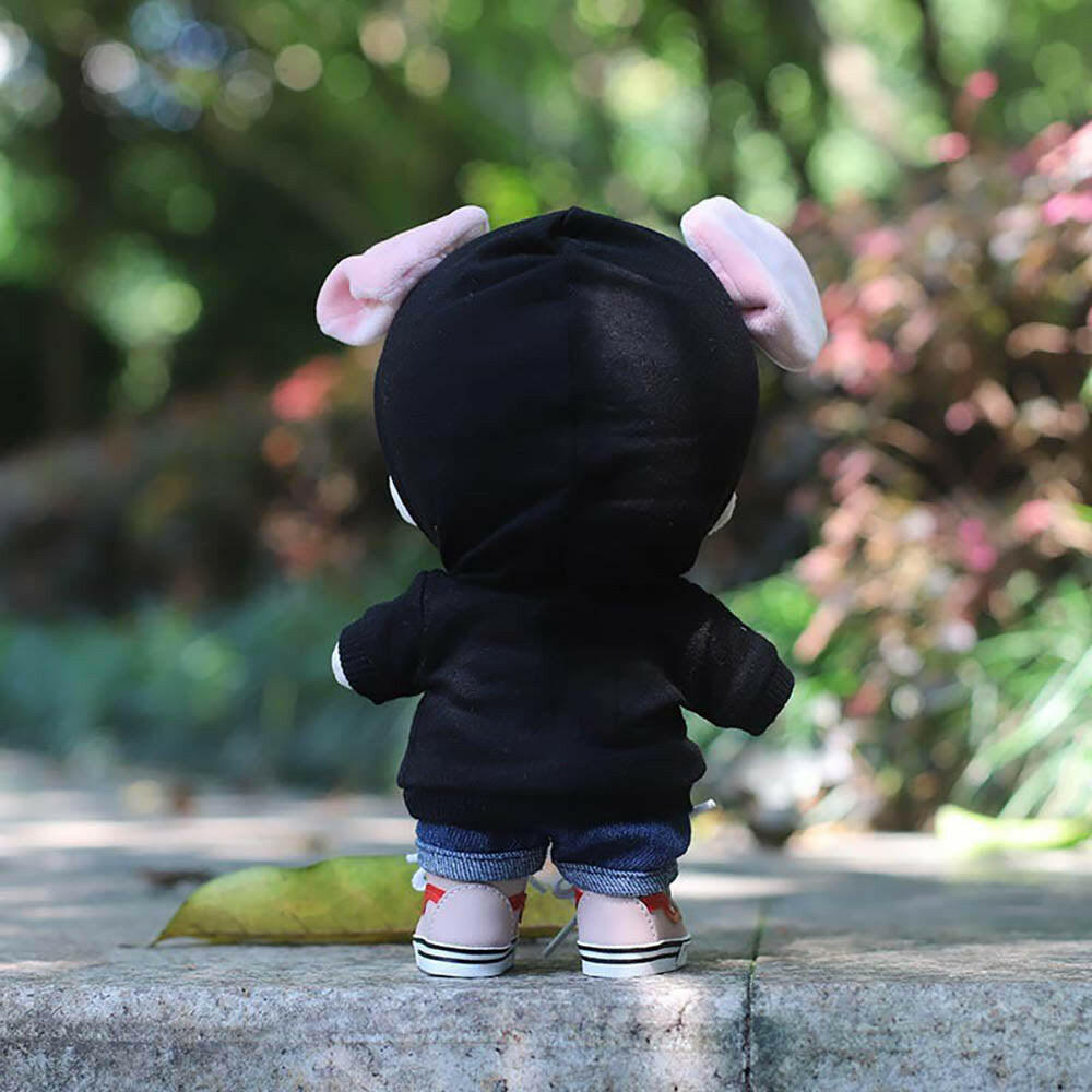 niannyyhouse Solid Color Hoodies with Pocket Dark Blue Jeans 15cm 20cm Plush Doll Clothes.