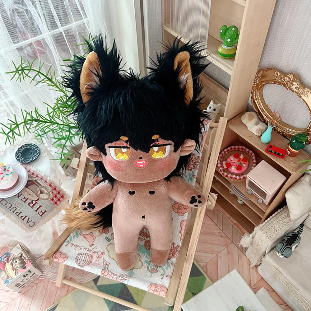 niannyyhouse 20CM Plush Doll Brown Naked Humanoid Stuffed Body Tail no Attribute Normal Body Wearable Clothing Dress Up.