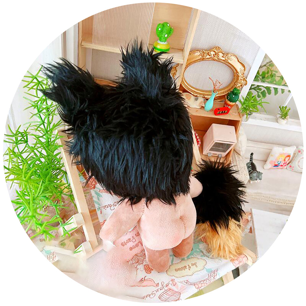 niannyyhouse 20CM Plush Doll Brown Naked Humanoid Stuffed Body Tail no Attribute Normal Body Wearable Clothing Dress Up.