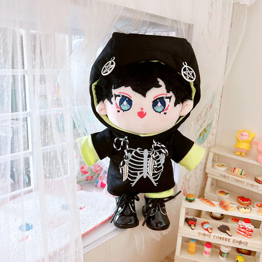 niannyyhouse 20cm Plush Doll Naked Humanoid Stuffed Body Hoodie Pants Leather Shoes Kpop Doll Clothes.