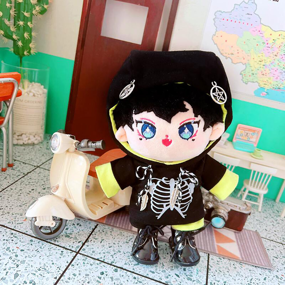 niannyyhouse 20cm Plush Doll Naked Humanoid Stuffed Body Hoodie Pants Leather Shoes Kpop Doll Clothes.