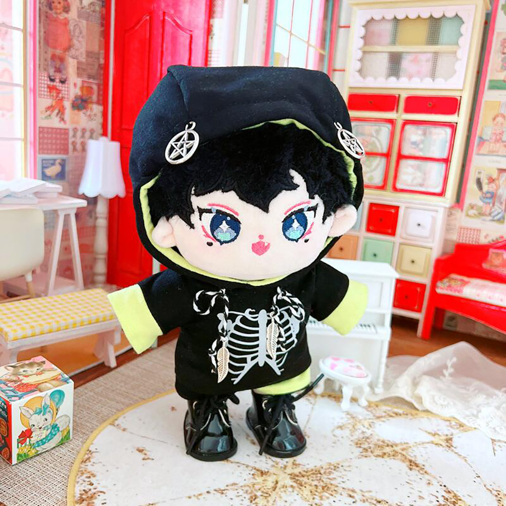 niannyyhouse 20cm Plush Doll Naked Humanoid Stuffed Body Hoodie Pants Leather Shoes Kpop Doll Clothes.