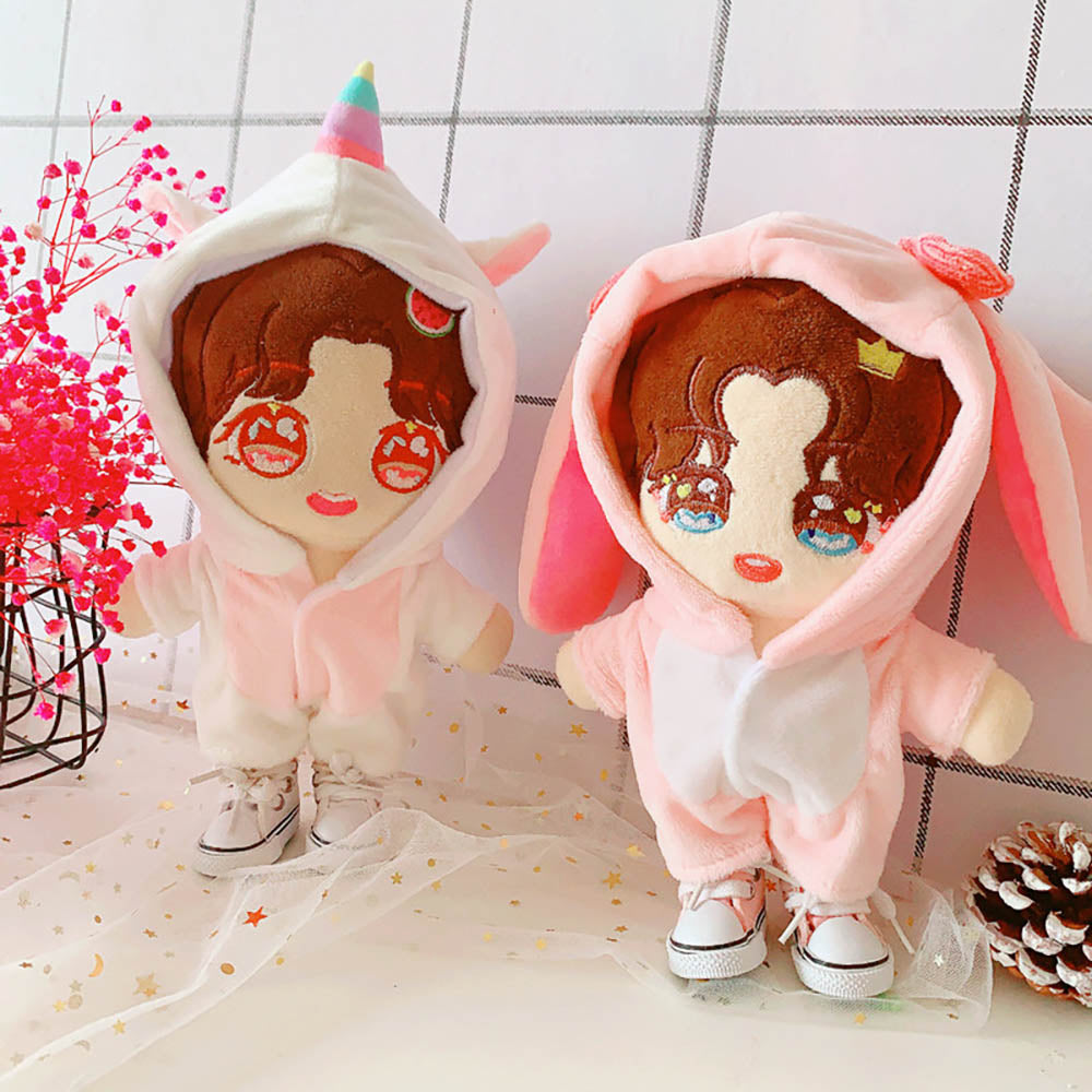 niannyyhouse Dinosaur Shark Rabbit Unicorn Suit 20cm Plush Doll Clothes Onesies Shoes Pajamas Doll Dressup.