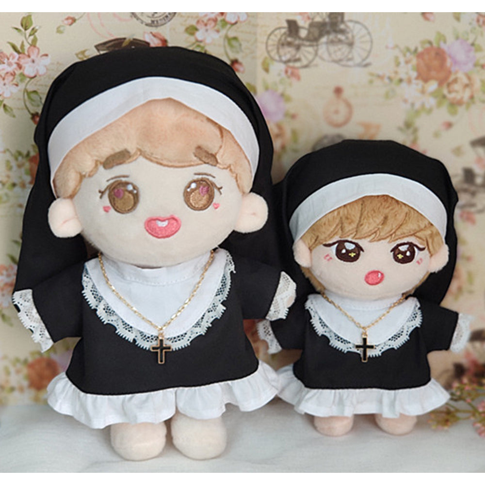 niannyyhouse 15cm 20cm Plush Doll Nun Clothes Black Headdress Dress Accessories.