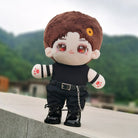 niannyyhouse 20cm Plush Doll Clothes Black Vest Pants Belt Accessories.