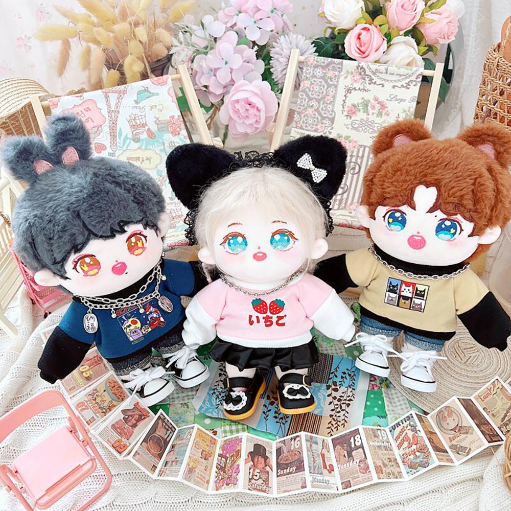 niannyyhouse 20cm Plush Doll Clothes Loose Long Sleeve Sweatshirt Accessories Kpop Doll Dressup.