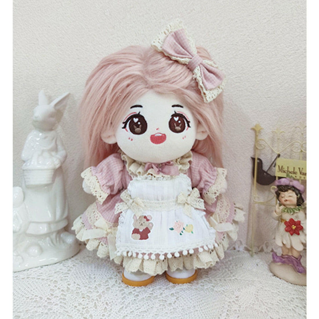 niannyyhouse 20cm Plush Doll Clothes Set Plaid Maid Dress 8in Kpop Doll Clothing.