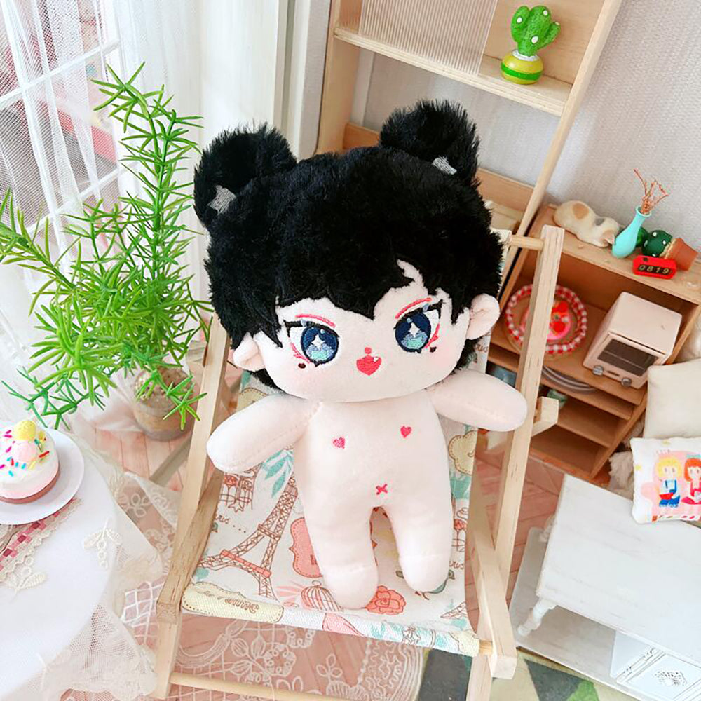 niannyyhouse 20cm Plush Doll Naked Humanoid Stuffed Body Headband Green Hoodie Pants Shoes Kpop Doll Clothes.