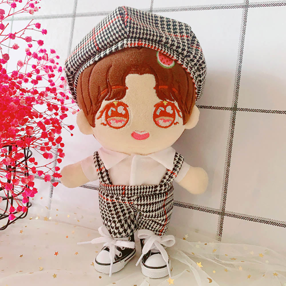 niannyyhouse Doll Dressup College Style Houndstooth 20cm Plush Doll Clothes.