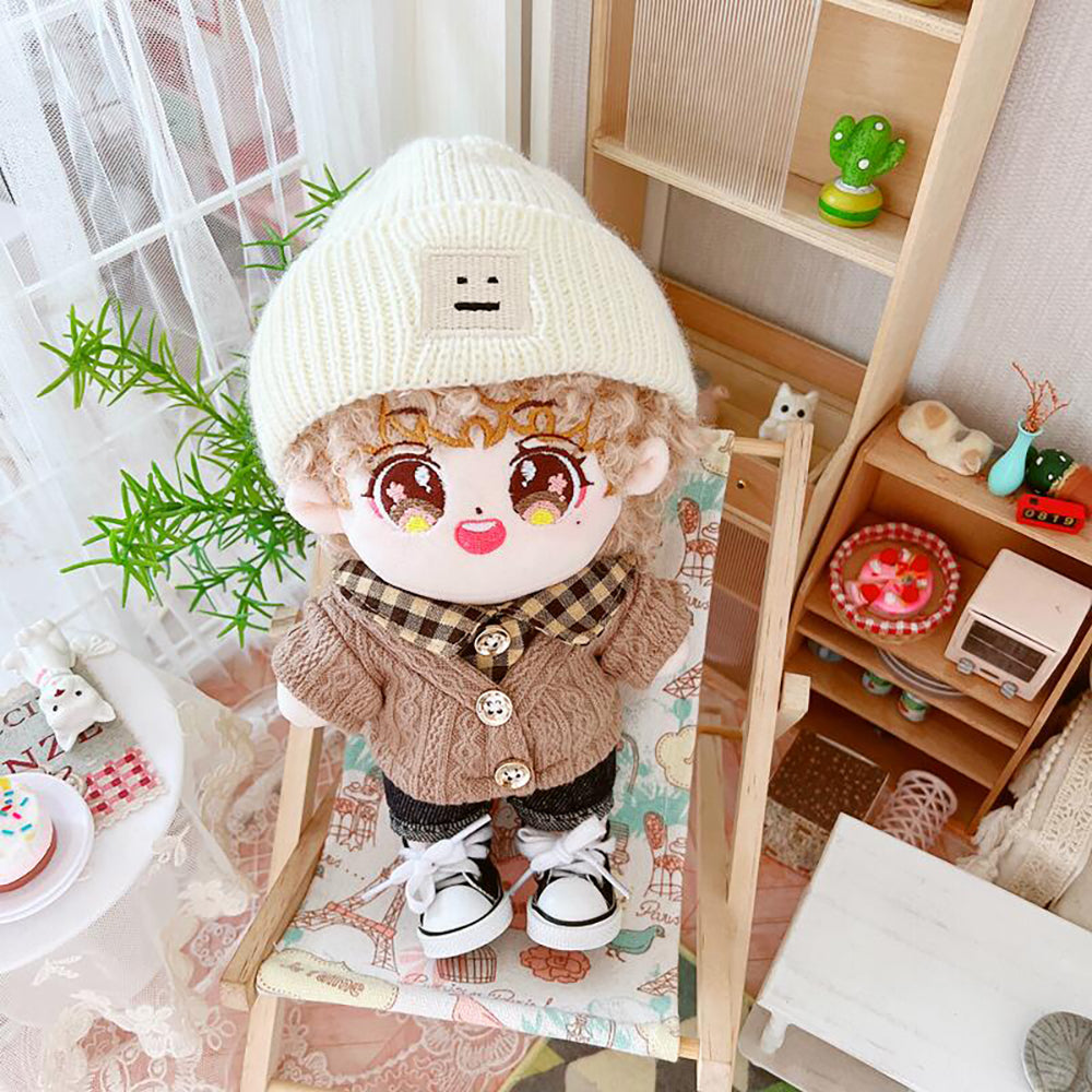 niannyyhouse 8in/20cm Plush Doll Clothes Hat Button Sweater Denim Flanging Jeans Doll Dressup.