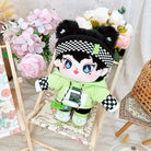 niannyyhouse 20cm Plush Doll Naked Humanoid Stuffed Body Headband Green Hoodie Pants Shoes Kpop Doll Clothes.