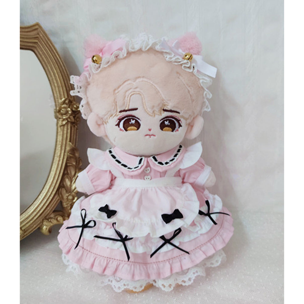 niannyyhouse 20cm Plush Doll Clothes Cat Ear Maid Suit Dress  Headdress.