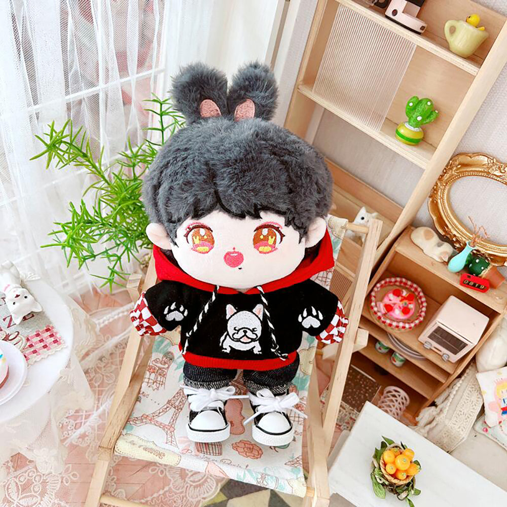 niannyyhouse 20cm Doll Clothes Loose Bulldog Hoodie Flanging Jeans Accessories Kpop Doll Dressup.