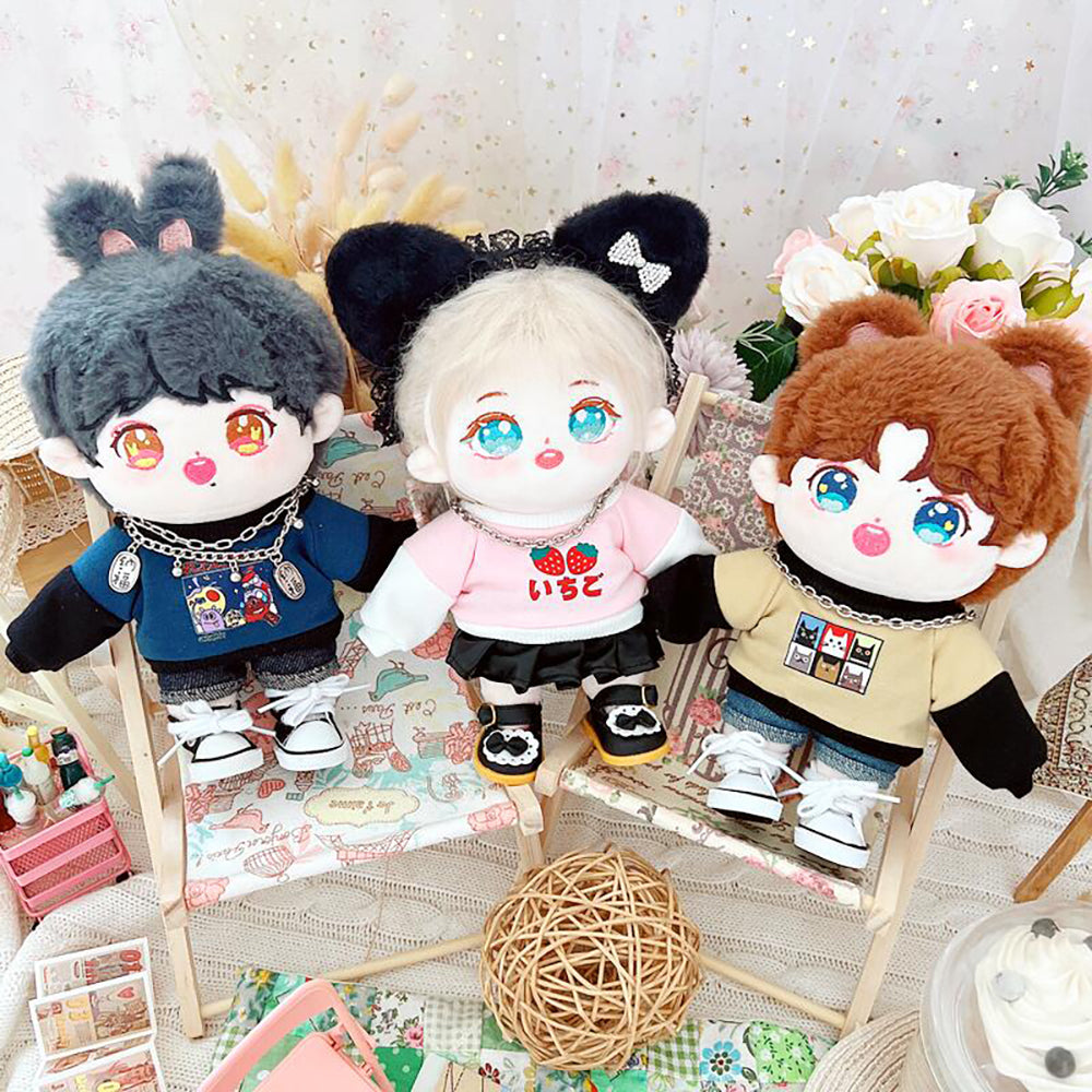 niannyyhouse 20cm Plush Doll Clothes Loose Long Sleeve Sweatshirt Accessories Kpop Doll Dressup.