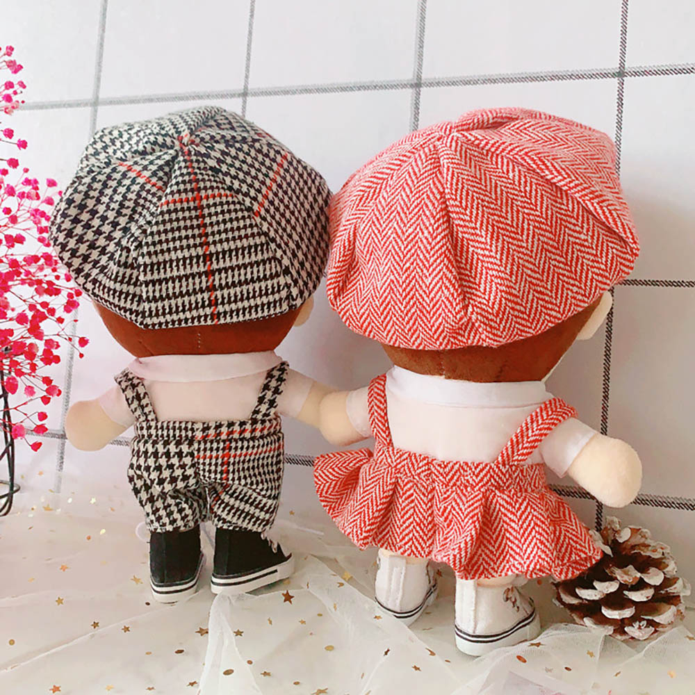 niannyyhouse Doll Dressup College Style Houndstooth 20cm Plush Doll Clothes.