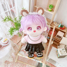 niannyyhouse Leather Jacket Pink Striped T-shirt Skirt 20cm Plush Doll Clothes.