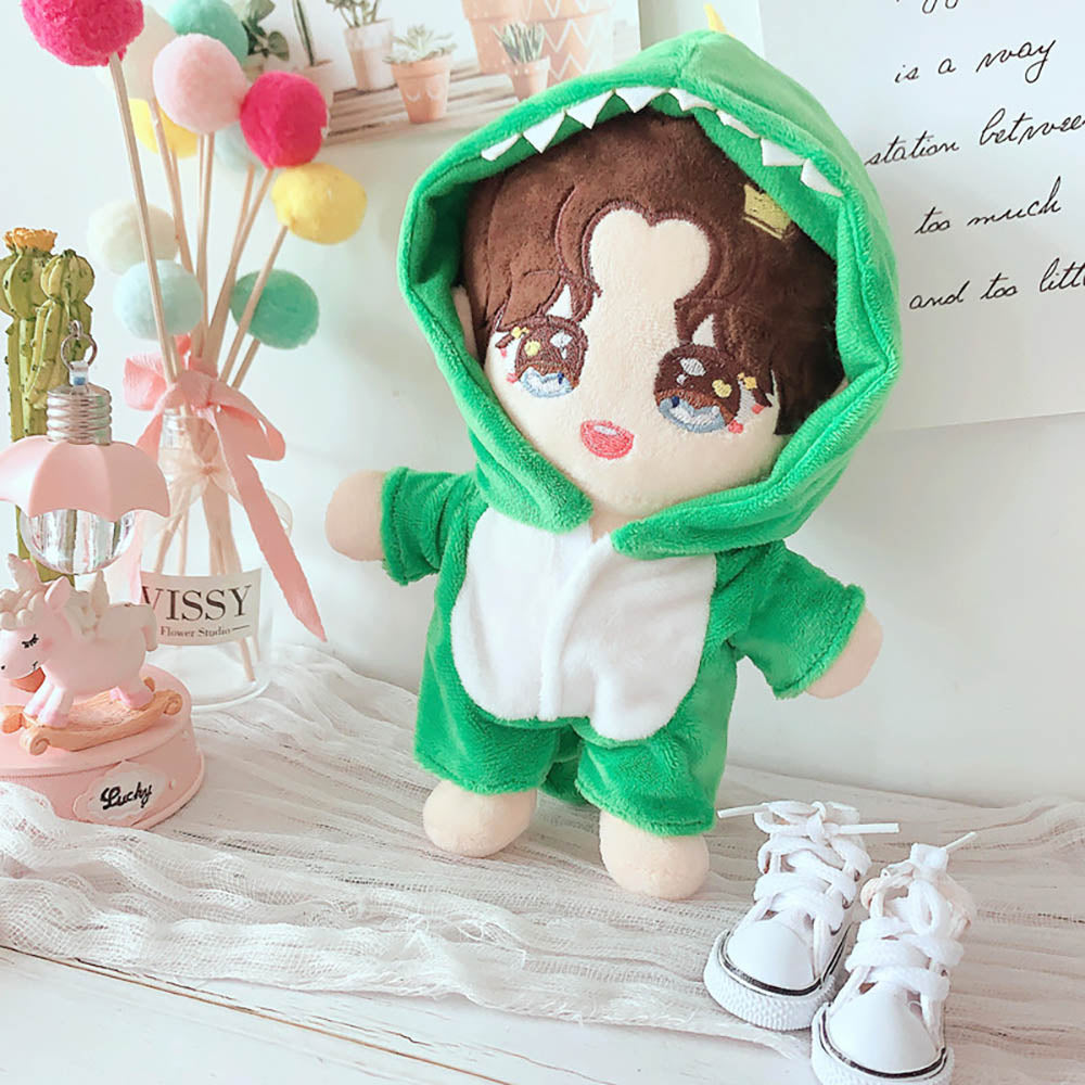 niannyyhouse Dinosaur Shark Rabbit Unicorn Suit 20cm Plush Doll Clothes Onesies Shoes Pajamas Doll Dressup.