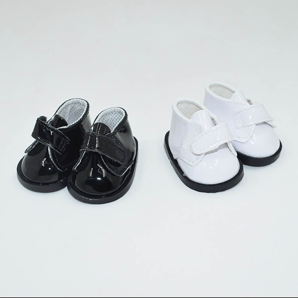 niannyyhouse White Black Leather Shoes Length 5.5cm Suitable for 20cm Plush Doll.