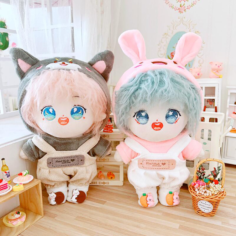 niannyyhouse Dog Rabbit Elephant Chick Suit Dress Up Hoodie Corduroy Overalls Shoes 20cm Plush Doll Clothes Accessories.