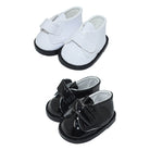 niannyyhouse White Black Leather Shoes Length 5.5cm Suitable for 20cm Plush Doll.