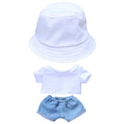 niannyyhouse 15cm 20cm Plush Doll Clothes Solid Color Bucket Hat White T-shirt Jeans Doll Accessories.