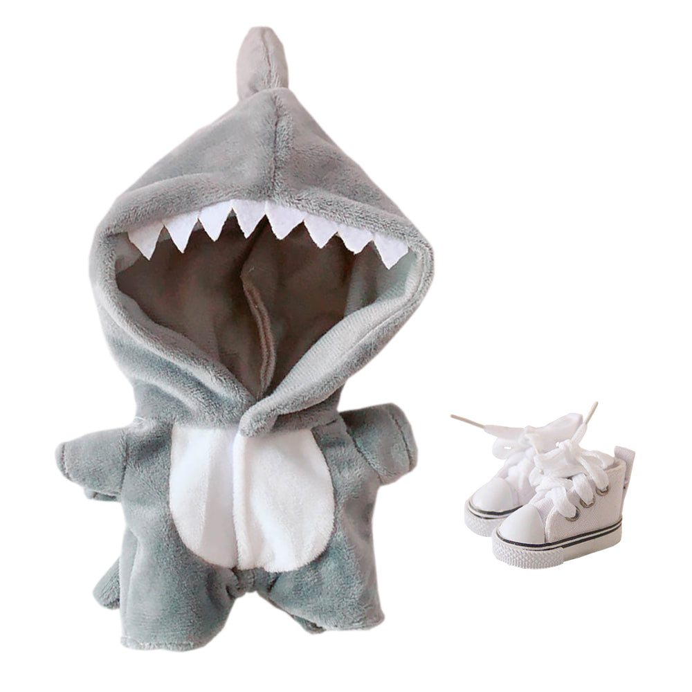 niannyyhouse Dinosaur Shark Rabbit Unicorn Suit 20cm Plush Doll Clothes Onesies Shoes Pajamas Doll Dressup.